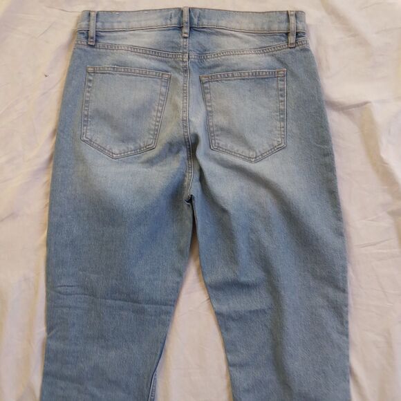 Loft High Waist Straight Crop Jeans Light Wash Distressed Women's 28 6 - Picture 8 of 9